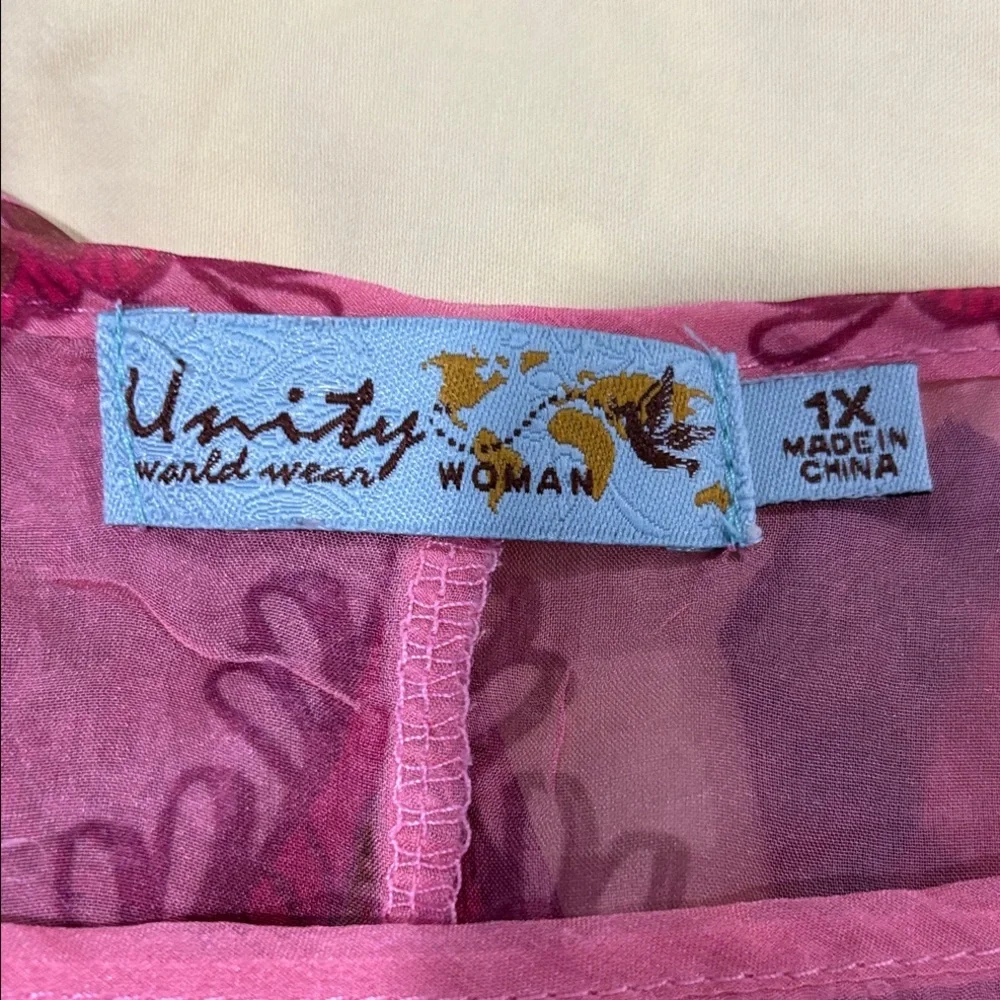 Unity World Wear Pink and Orange Sheer Crop Top - Picture 5 of 5